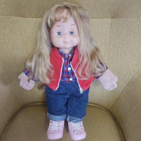Playskool Doll 18" Tall Vintage 1986 Strawberry Blonde Hair Blue Sleepy Eyes - Picture 1 of 11